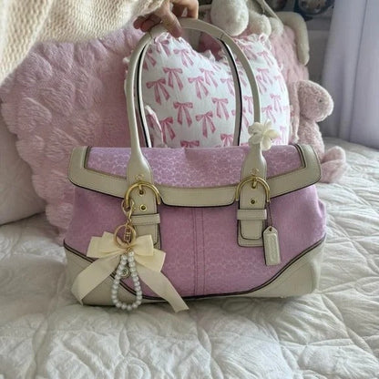 💖 Y2K Pink Coach Signature Soho Satchel Bag w/ Gold Hardware 💖