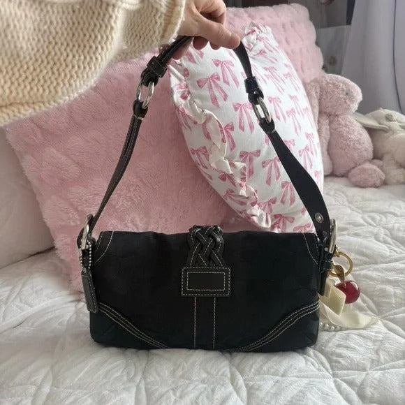 🖤Y2K Coach Black Signature Mini Soho Flap Shoulder Bag/Purse🖤